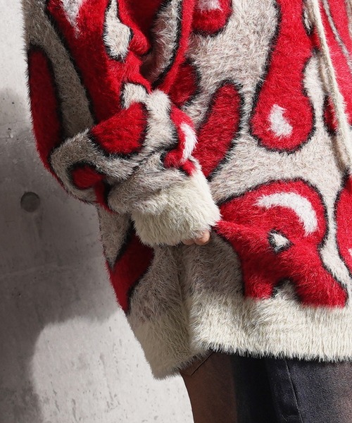 パーカー 「unisex」総柄 シャギーニット パーカー / Shaggy Knit Parka レディース メンズ パーカー 「unisex」総柄 シャギーニット / Shaggy Knit Parka