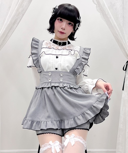 DearMyLove ワイドパンツ パンツ ハートビジューフリルキュロット