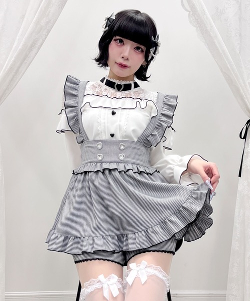 DearMyLove ワイドパンツ パンツ ハートビジューフリルキュロット