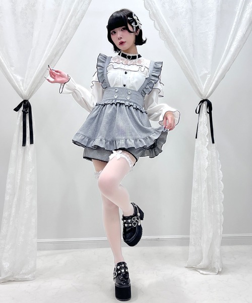 DearMyLove ワイドパンツ パンツ ハートビジューフリルキュロット