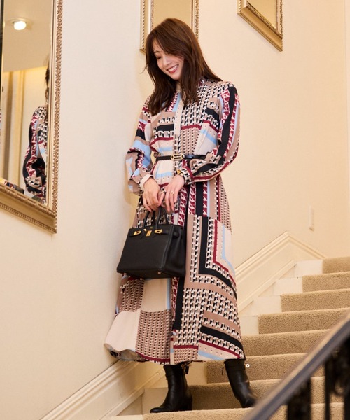 ★REISS Ciara ジオメトリックｘセルフタイ 上質ワンピ★ ジオメトリックティアードワンピース - RADIATE - RADIATE