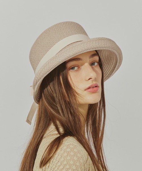 シャポードオー　シルクブレードエッジアップクロッシェハット　ブラック　麦わら帽子 Chapeau d' O（シャポードオー）の「【Chapeau d' O】Si Braid