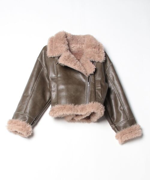 ムー MURUA（ムルーア） ブルゾン アウター スタンドネックフェイクレザー