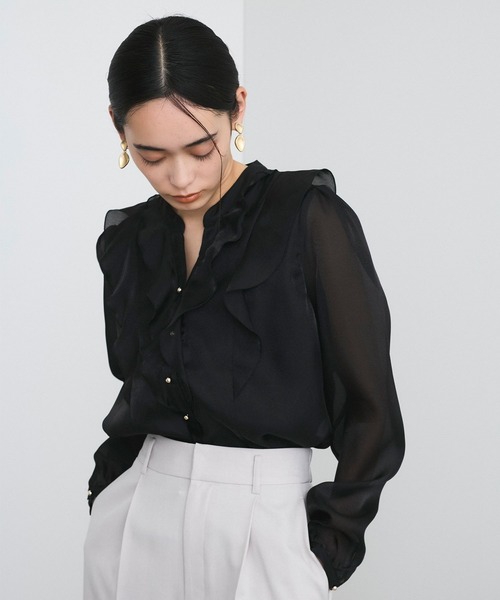 ブラウス シャツ フリルシアーラッフルブラウス レディース 楽天市場】【限定！10%OFFクーポンで4499円】ラッフルフリル