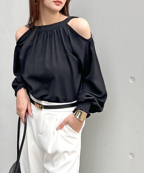ブラウス シャツ Halter neck Open shoulder blouse ホルターネックオープンショルダーブラウス レディース セール】Halter neck Open shoulder blouse ホルターネック