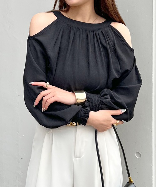 ブラウス シャツ ミルフィーユショルダーブラウス レディース AZUL BY MOUSSY ブラウス シャツ ラッフルショルダーブラウス