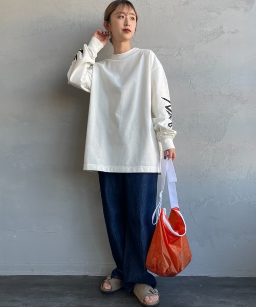 tシャツ 「NANGA/ナンガ」 袖プリント ロングスリーブＴシャツ レディース メンズ NANGA tシャツ 「NANGA/ナンガ」 袖プリント ロングスリーブT