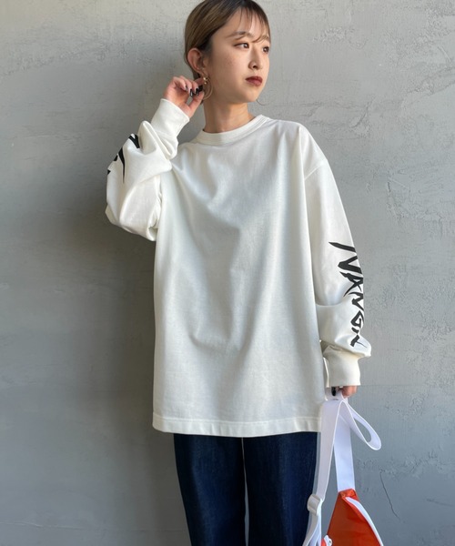 tシャツ 「NANGA/ナンガ」 袖プリント ロングスリーブＴシャツ レディース メンズ NANGA tシャツ 「NANGA/ナンガ」 袖プリント ロングスリーブT