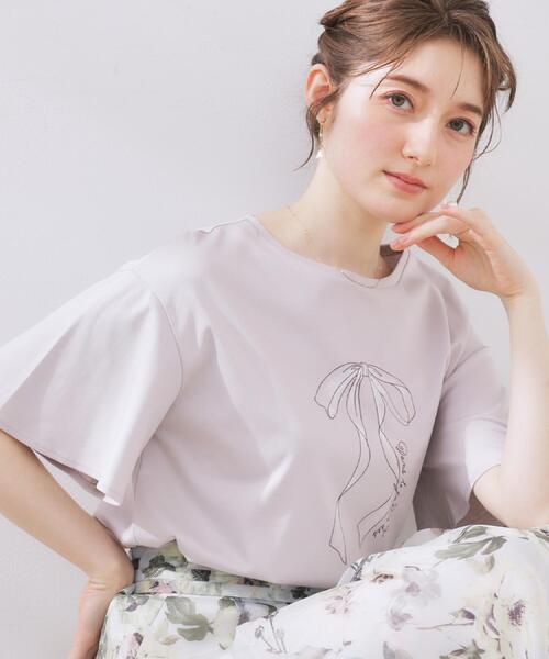 tシャツ 「マシンウォッシャブル・接触冷感・UV機能」60リボンロゴプリント フレアーT レディース | Couture Brooch | 02