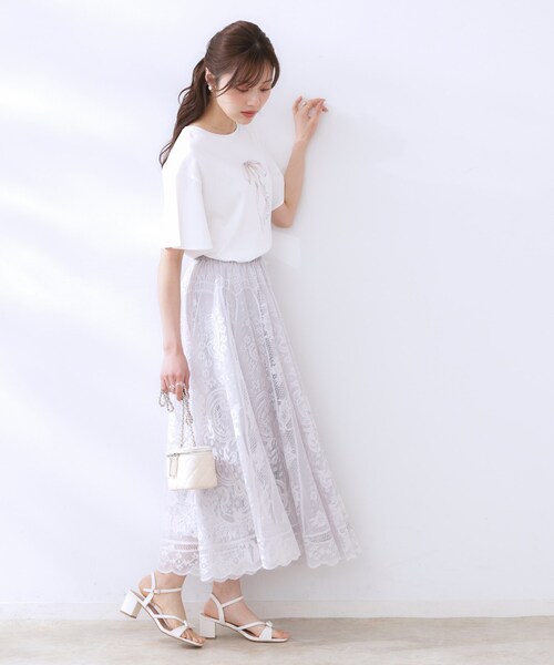 tシャツ 「マシンウォッシャブル・接触冷感・UV機能」60リボンロゴプリント フレアーT レディース | Couture Brooch | 05
