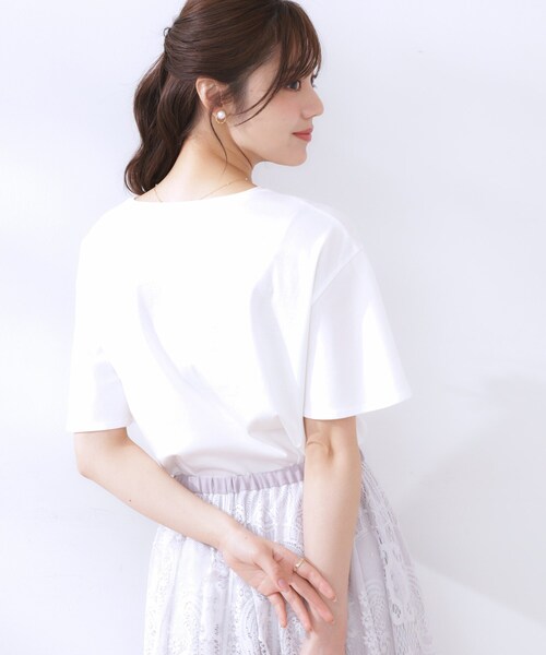 tシャツ 「マシンウォッシャブル・接触冷感・UV機能」60リボンロゴプリント フレアーT レディース | Couture Brooch | 09