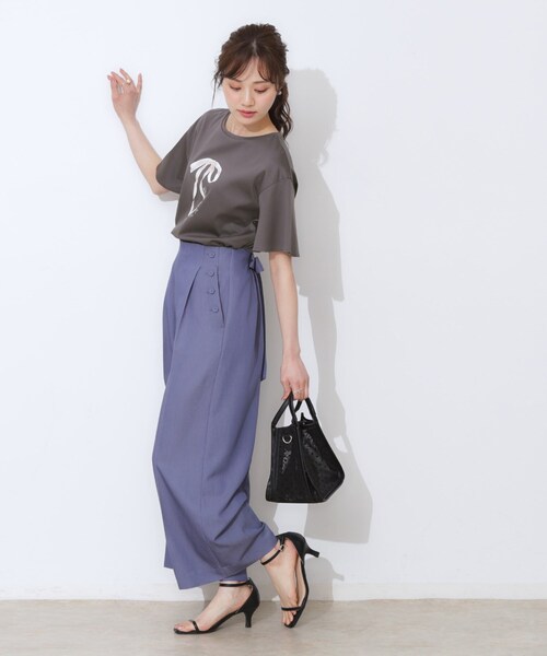 tシャツ 「マシンウォッシャブル・接触冷感・UV機能」60リボンロゴプリント フレアーT レディース | Couture Brooch | 19