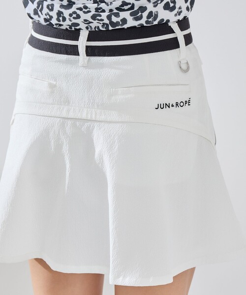 JUN&ROPE' スカート 「吸水速乾」シアサッカーフレアスカート