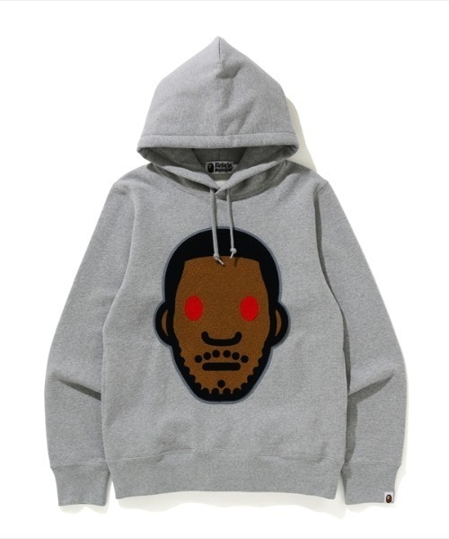 A BATHING APE 「A APE」 プルオーバーパーカー LARGE グレー