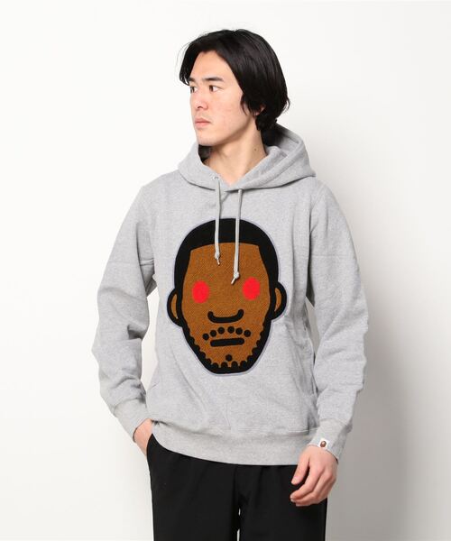 A BATHING APE 「A APE」 プルオーバーパーカー LARGE グレー