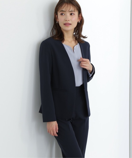 ノーカラージャケット　L Natural　Beauty　Basic NATURAL BEAUTY BASIC｜ドビーツイル SETUP ノーカラー