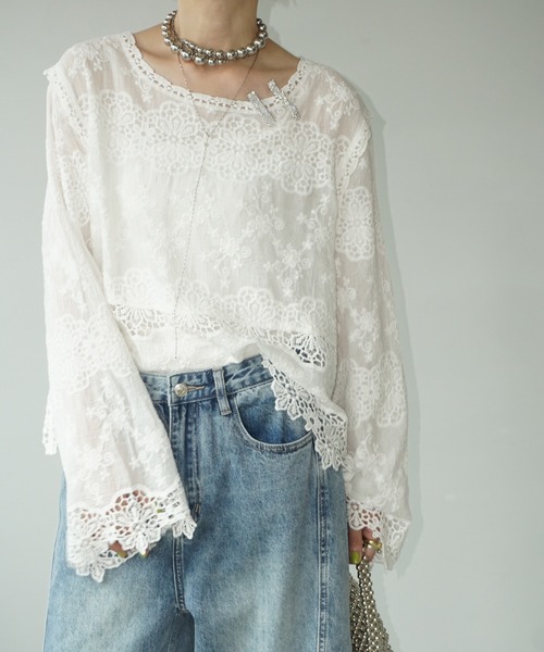 enfold ブラウス　SOMELOS スカラップAラインSHRIT ENFOLD（エンフォルド）SOMELOS スカラップAラインSHIRT 白