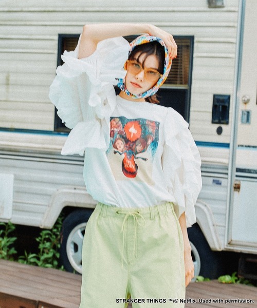 かわいいフルーツスター【RONRON】FRUITY STARクロップドTシャツ niko and… tシャツ 「STRANGER THINGS」コラボ ラッフルスリーブ