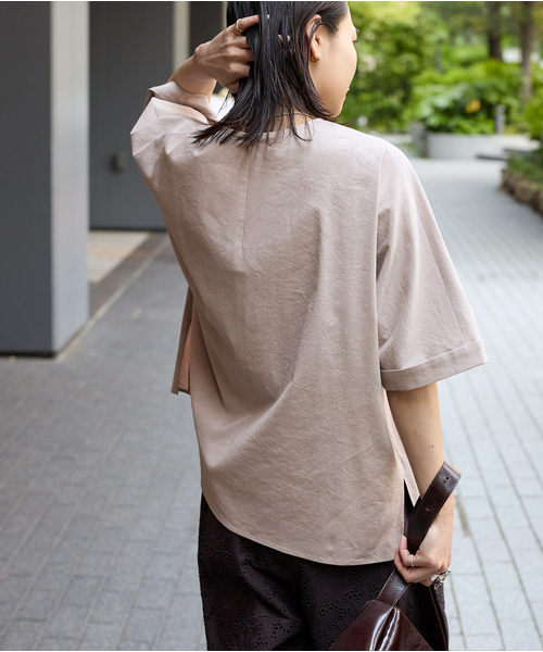 ジャーナルスタンダード JOURNAL STANDARD 24SS ウォッシャブルコットンリネンVISブラウス 半袖 ベージュ 24051400911020 /TK レディース JOURNAL STANDARD ブラウス シャツ 「追加2」ウォッシャブル