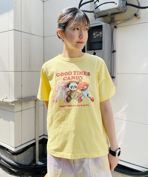 「Candy Stripper」 半袖Tシャツ 2 イエロー レディース