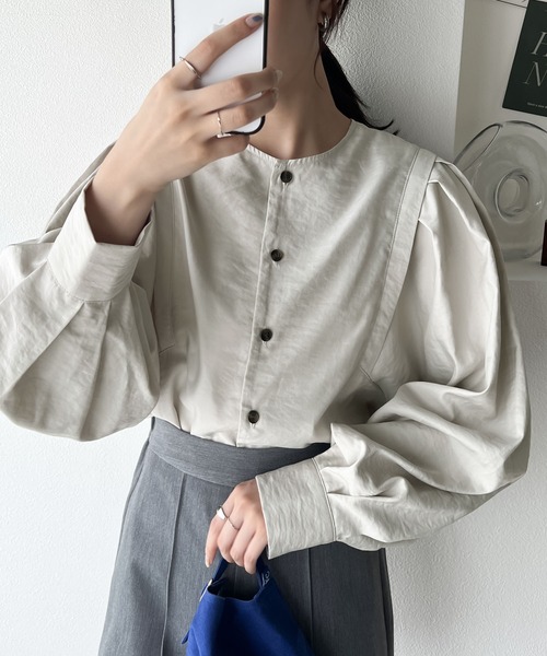 「classicalelf」 長袖ブラウス LARGE ライトグレー レディース