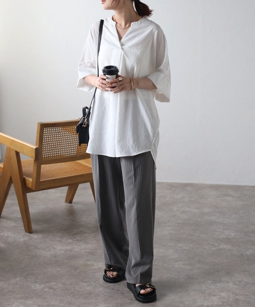 「&HALF」 「noa-ge」ドルマンスリーブブラウス FREE オフホワイト レディース_画像4