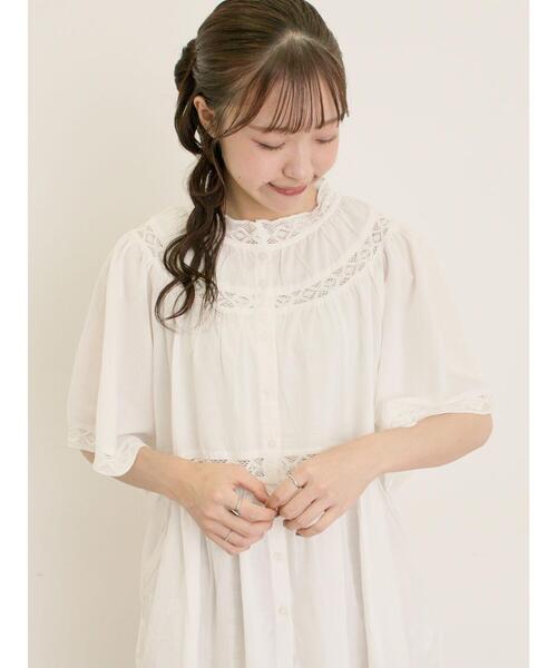 Samansa Mos2 ブラウス シャツ レースティアードチュニック