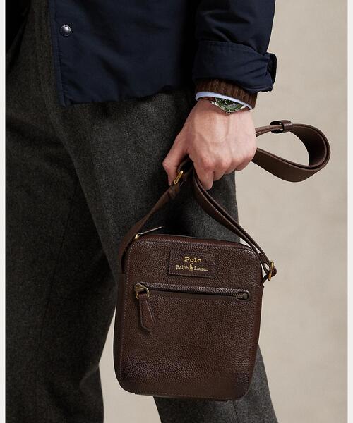 POLO RALPH LAUREN ショルダーバッグ ペブルド レザー クロス
