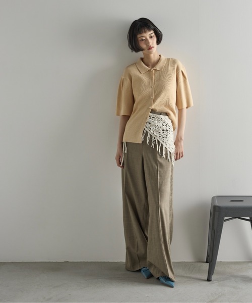 「THE YOn」 半袖ニット FREE クリーム レディース_画像2