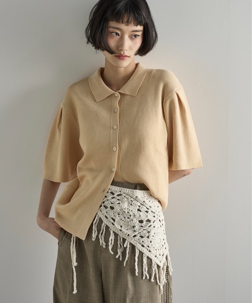 「THE YOn」 半袖ニット FREE クリーム レディース_画像8