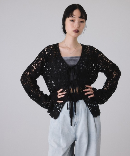 ADAM ET ROPE'（アダムエロペ） ブラウス シャツ ウールクロシェレース