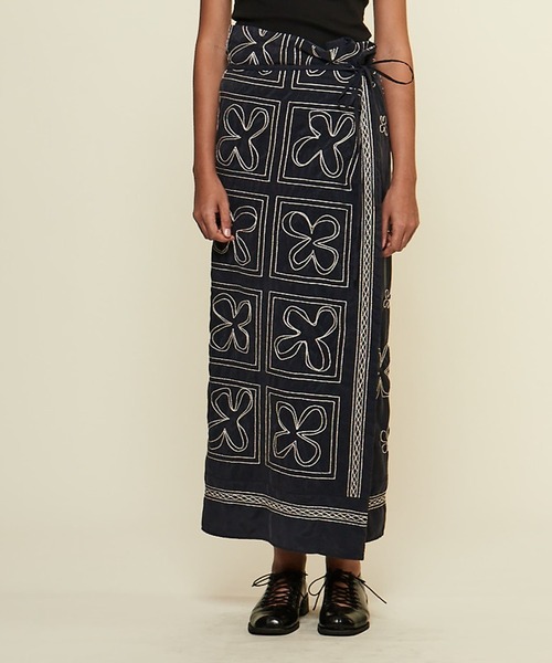 CURRENTAGE スカート 「CURRENTAGE/カレンテージ」Embroidery skirt