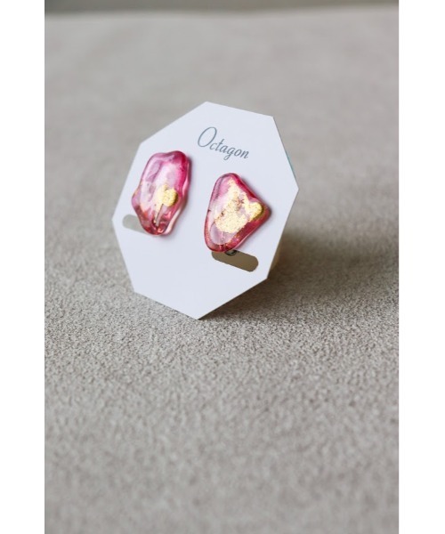 TONE（トネ） イヤリング 「Octagon」「シーグラスイヤリング」ローズ 