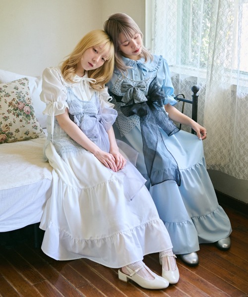 「kutir」 半袖ワンピース LARGE ブルー レディース_画像5