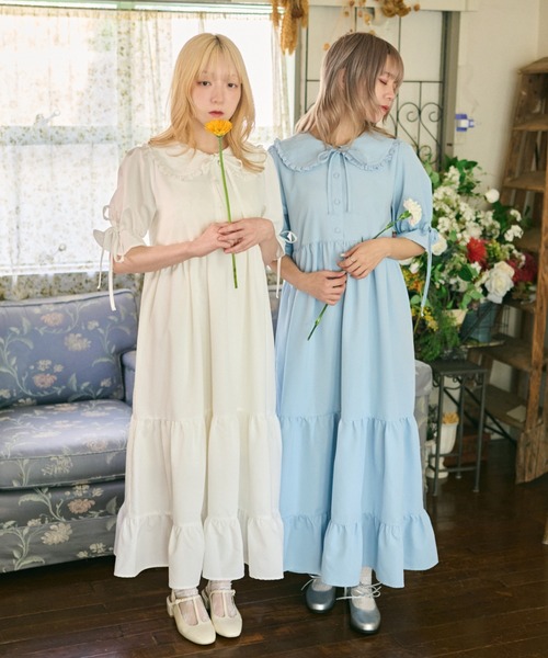 「kutir」 半袖ワンピース LARGE ブルー レディース_画像6