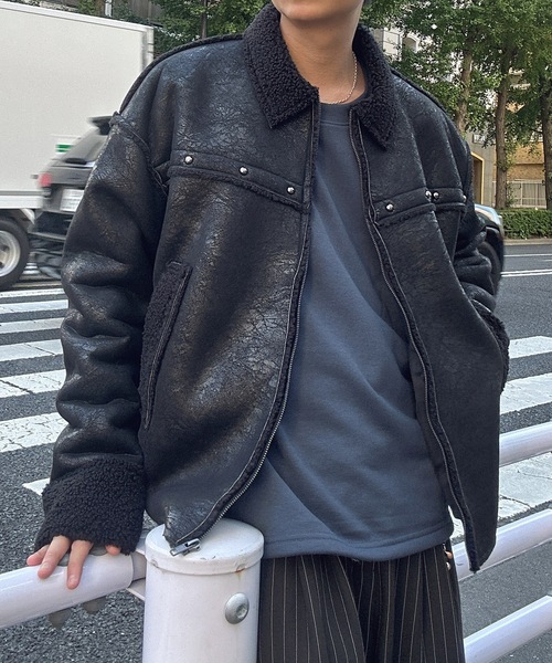 MandO（エムオー） ムートンジャケット ムートンコート フェイクレザー