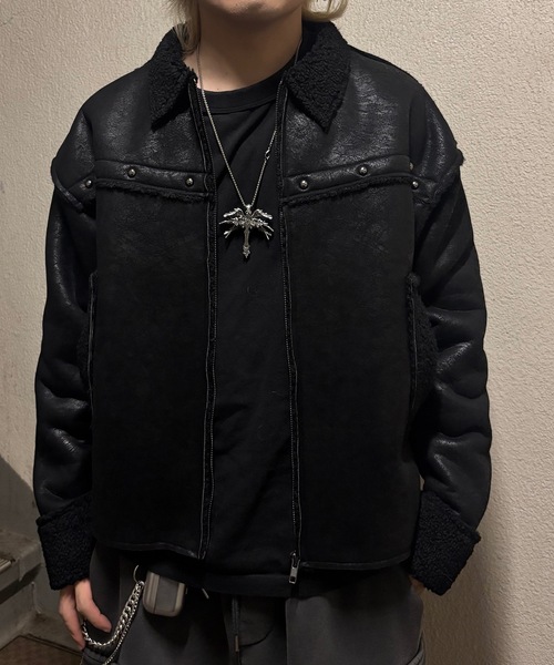 MandO（エムオー） ムートンジャケット ムートンコート フェイクレザー 
