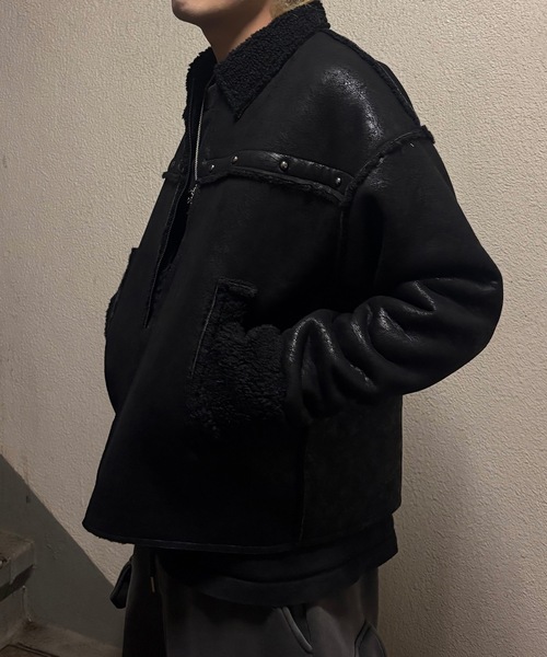 MandO（エムオー） ムートンジャケット ムートンコート フェイクレザー