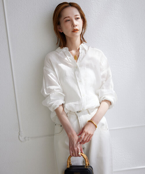 「SLOBE IENA」 長袖シャツ 36 ホワイト レディース_画像6