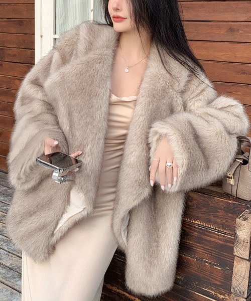 Aelina ブルゾン アウター 温かいフェイクファーコート レディース