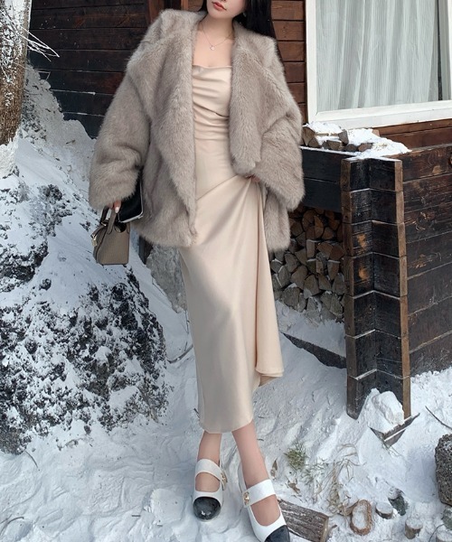 Aelina ブルゾン アウター 温かいフェイクファーコート レディース