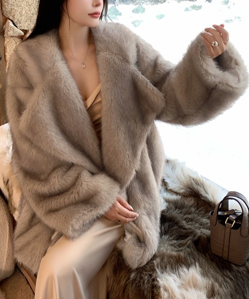 Aelina ブルゾン アウター 温かいフェイクファーコート レディース