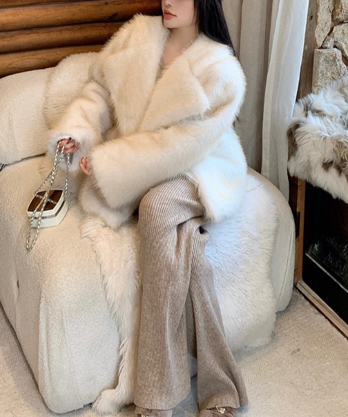 Aelina ブルゾン アウター 温かいフェイクファーコート レディース