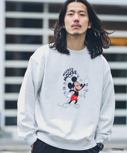 「MICKEY MOUSE」 スウェットカットソー MEDIUM グリーン系その他 メンズ_画像2