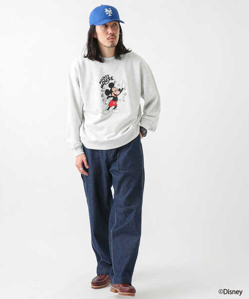 「MICKEY MOUSE」 スウェットカットソー MEDIUM グリーン系その他 メンズ_画像4