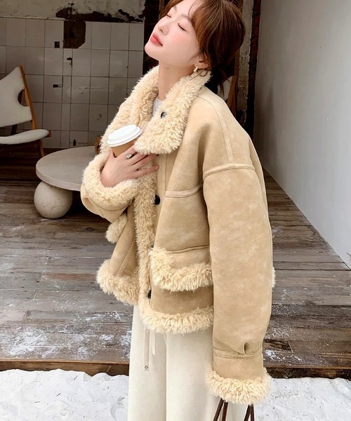 SHEENA（シーナ） ムートンコート ボアコート プードルファーフェイク