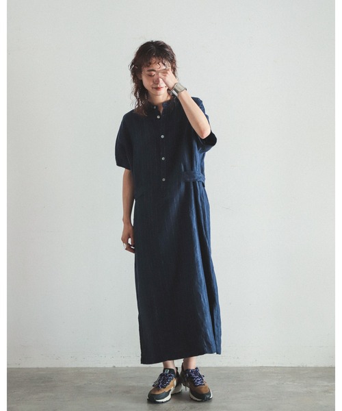 「FIL DE FER」 半袖ワンピース FREE ネイビー レディース_画像2