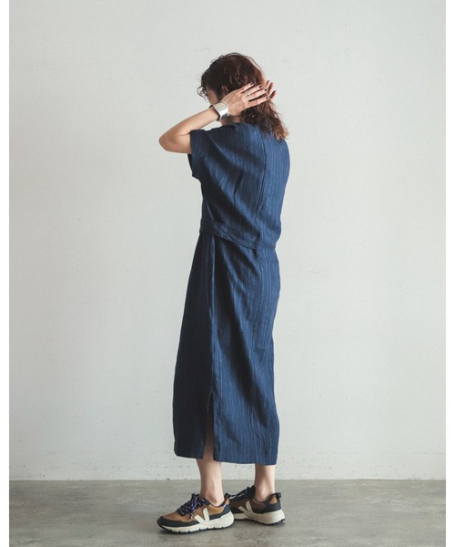 「FIL DE FER」 半袖ワンピース FREE ネイビー レディース_画像3