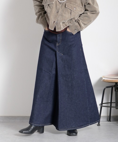 cepo（セポ） デニムスカート フロントタック ロングフレアーデニム
