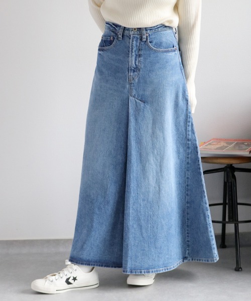 cepo（セポ） デニムスカート フロントタック ロングフレアーデニム